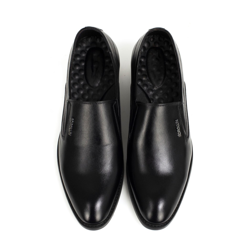 Giày da nam tăng chiều cao da bò nappa cao cấp, giày lười màu đen G111- Bụi leather- hộp sang trọng -BH 12 tháng