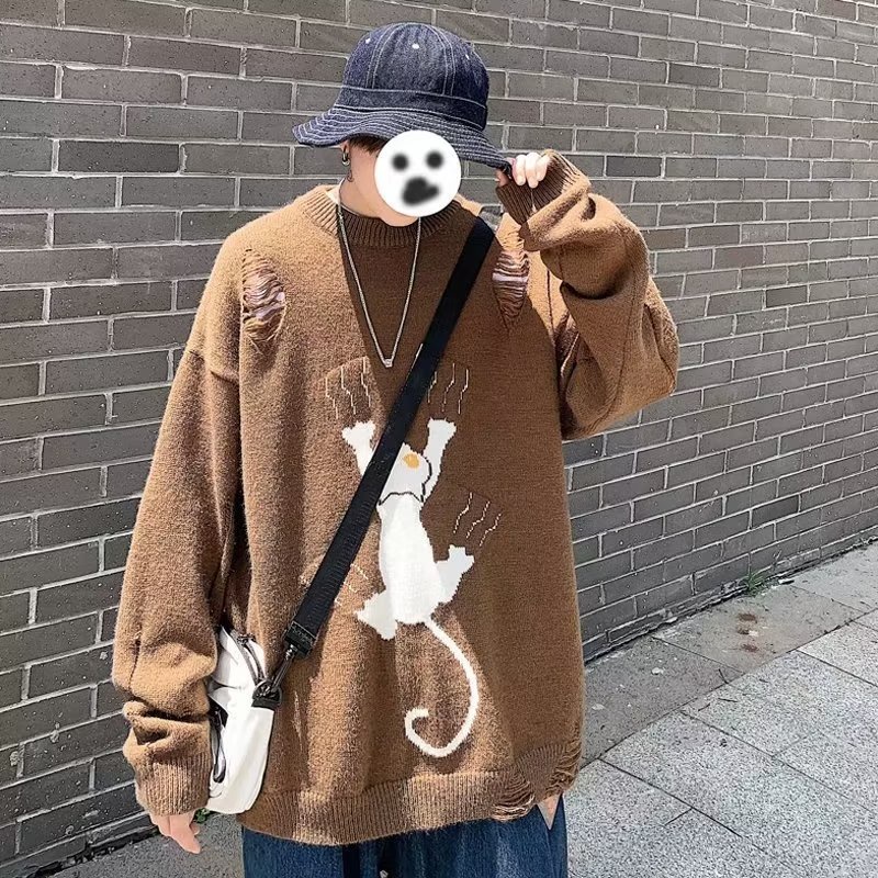 Áo Sweater Cổ Tròn In Họa Tiết Hoạt Hình Phong Cách Hipster Thời Trang Thu Đông Cho Nam