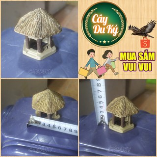 Tượng lầu nghỉ mát mini gốm sứ Bát Tràng - 5x5x6 cm làm mô hình trang trí tiểu cảnh, trang trí bể cá