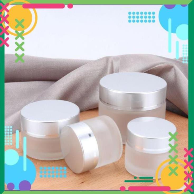 Hủ Đựng Kem ❤ RẺ VÔ ĐỊCH ❤ [15g,20g] Hũ Chiết Mỹ Phẩm Thủy Tinh Nắp Mờ Bạc đựng mỹ phẩm