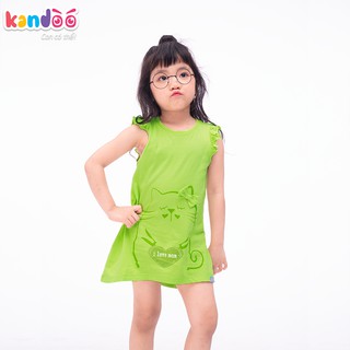 Áo T-shirt bé gái KANDOO màu xanh lime thoải mái hoạt động, 100% cotton cao cấp mềm mịn, thoáng mát-DG16TS03