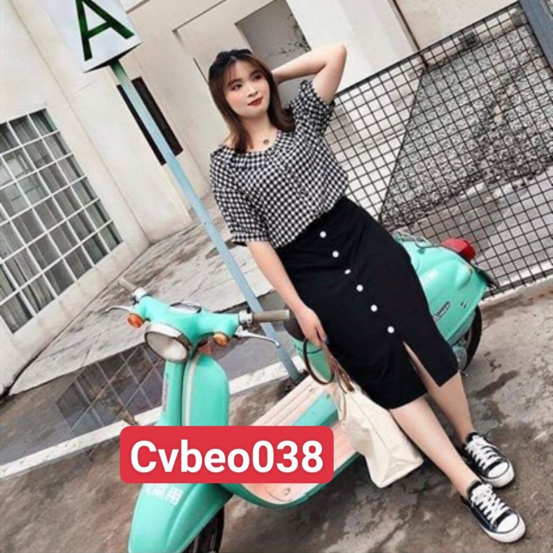 Chân váy chữ A dáng dài xẻ trước fullsize 40-130kg