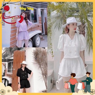 Set bộ đùi nữ xốp nhăn phối 4 khuy