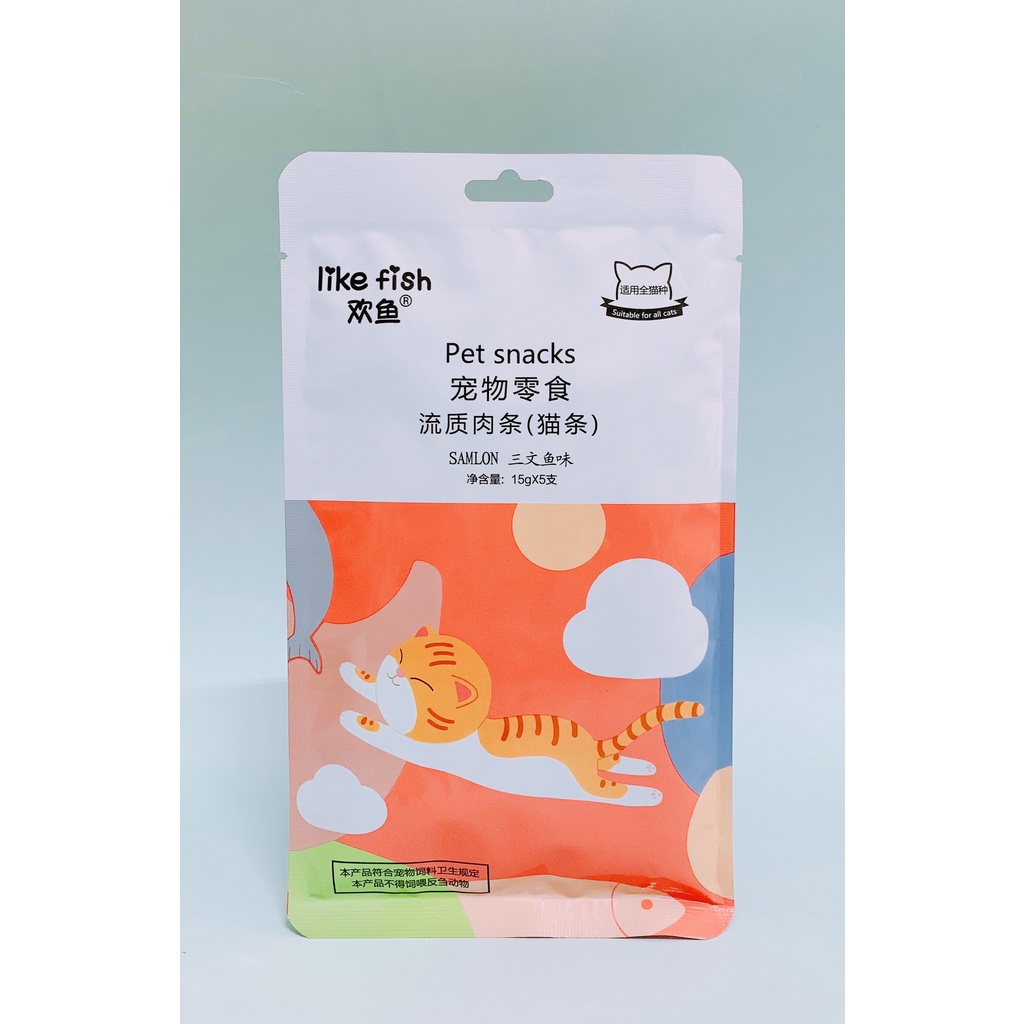 (GÓI 5 THANH) SÚP THƯỞNG CHO MÈO LIKE FISH, THƠM NGON SÁNH MỊN