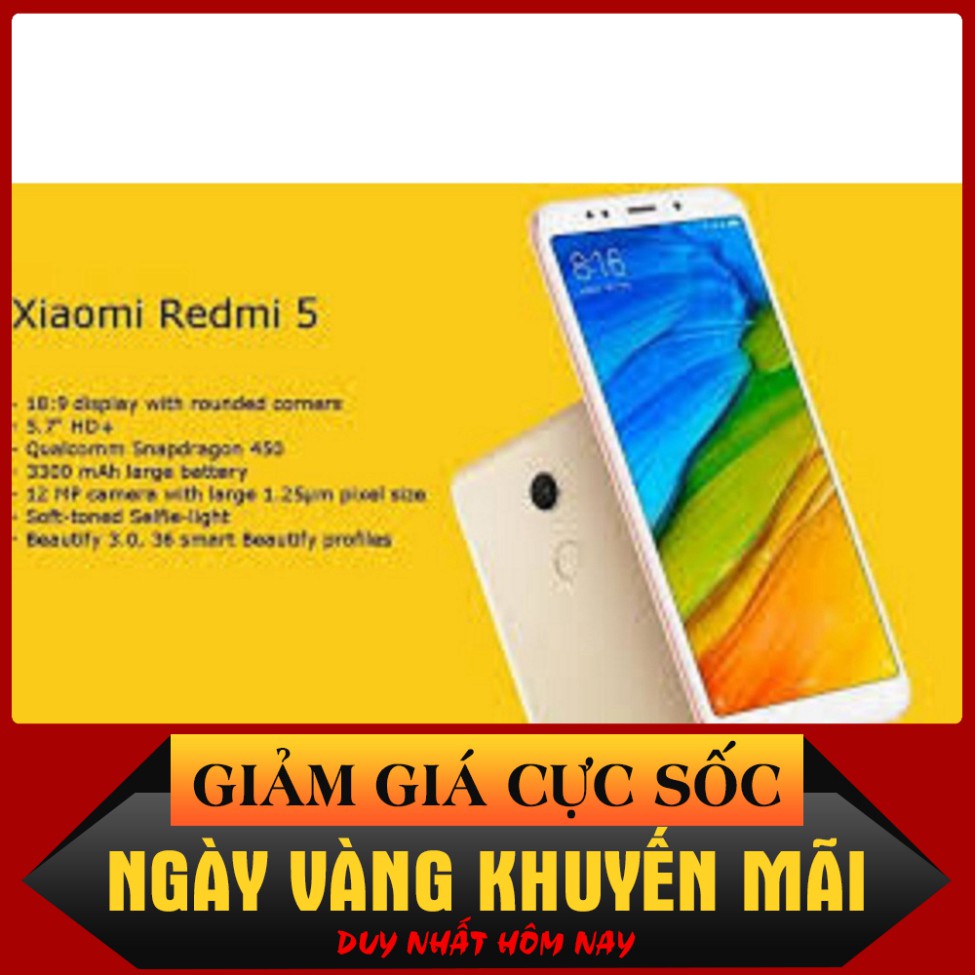 GIÁ HẤP DẪN điện thoại Xiaomi Redmi 5 2sim ram 3G/32G mới - Có TIẾNG VIỆT, chơi PUBG/Free Fire mượt GIÁ HẤP DẪN