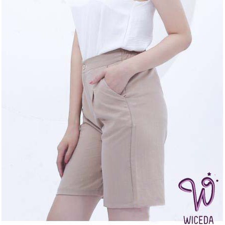 Quần lửng nữ ngố đũi đẹp ống rộng lưng cao,quần đùi nữ chất đũi tự nhiên nhẹ mát  khóa thật WICEDA QS350 | BigBuy360 - bigbuy360.vn