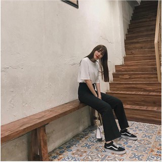 Quần ống rộng suông culottes đen