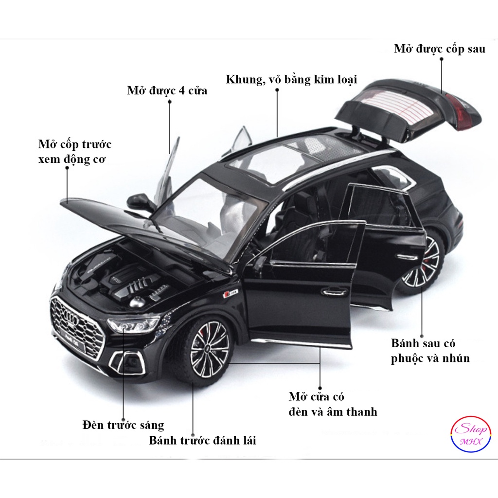 Xe mô hình sắt Audi Q5 TẶNG KÈM BIỂN SỐ tỉ lệ 1:24 hãng Newao 2 màu