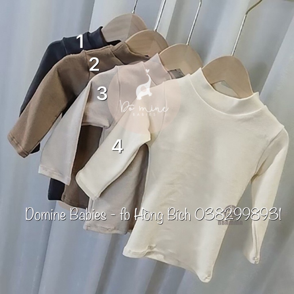 Áo thun trơn giữ nhiệt thu đông cổ 3 phân dài tay dễ phối đồ cực xinh xắn cho em bé trai , bé gái