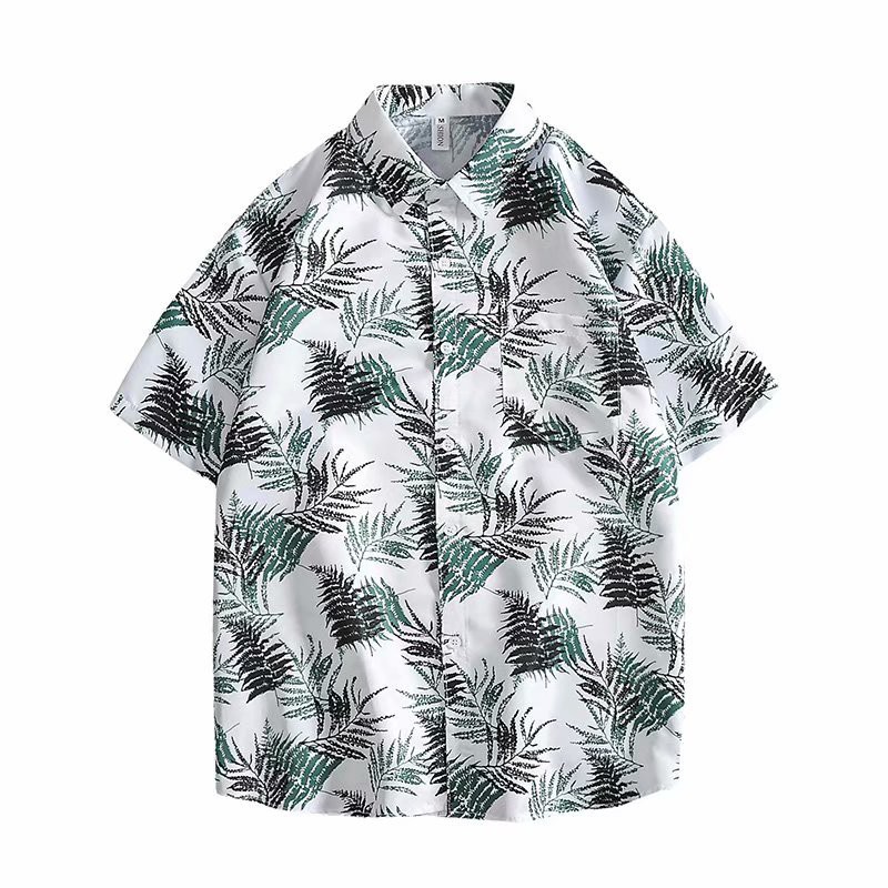Summer Hawaiian style floral print short-sleeved shirt for men and women