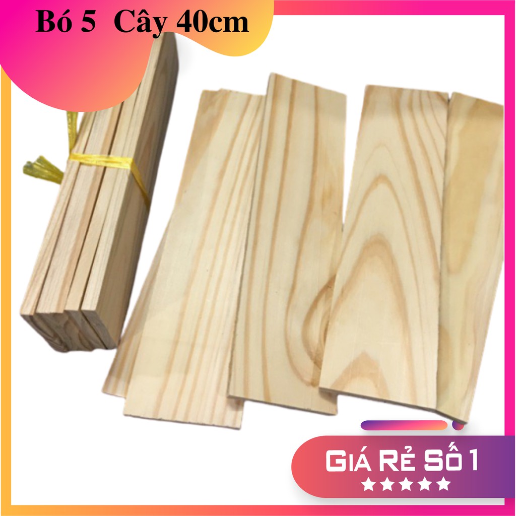 (Bó 5 thanh) Gỗ thông Pallet dài 40cm, rộng 9.5cm, dày 1,4cm bào láng 4 mặt