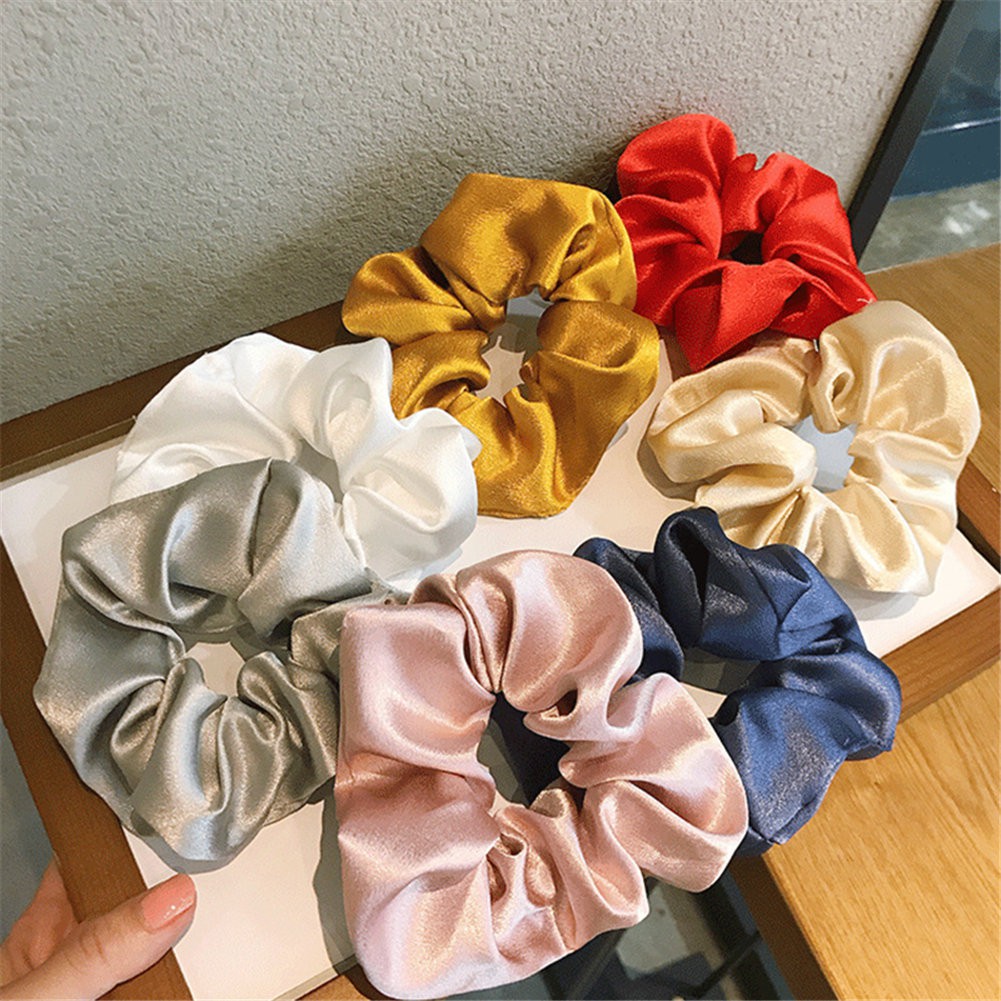 Cột tóc Vải Scrunchies - dây buộc tóc vải các màu vintage ảnh thật