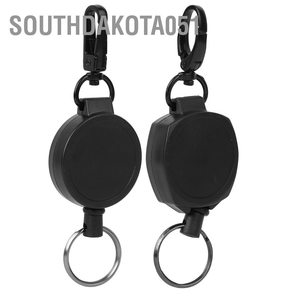 Southdakota051 Portable Stretchable Anti-Lost Anti-Theft Rebound Keychain Key Ring Black