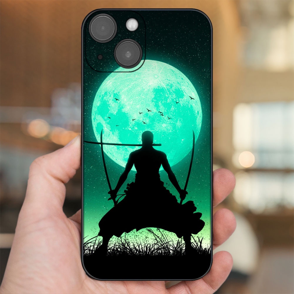 Ốp lưng iPhone 14 dẻo đen cạnh vuông in hình Zoro One Piece