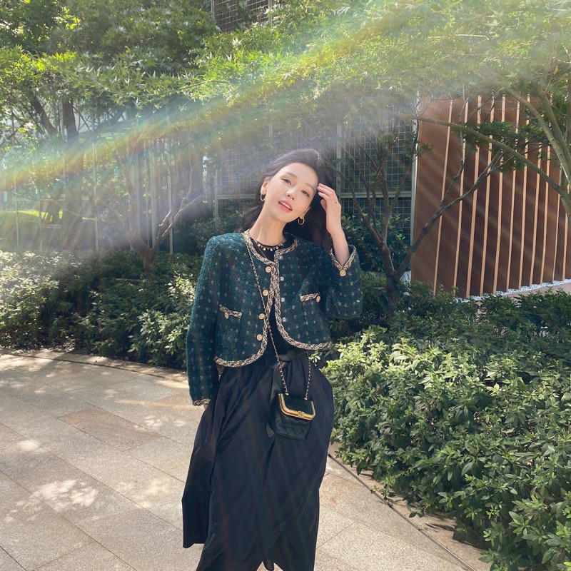 Ảnh thật 3 hình cuối-2W78.Áo khoác Tweed ngắn phong cách Hàn Quốc