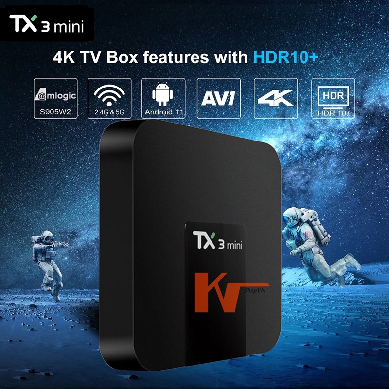 Android TV Box TX3 Mini Plus, New 2022, Amlogic S905W2, Android 11, hỗ trợ tiêu chuẩn AV1 mới nhất, Tìm kiếm giọng nói