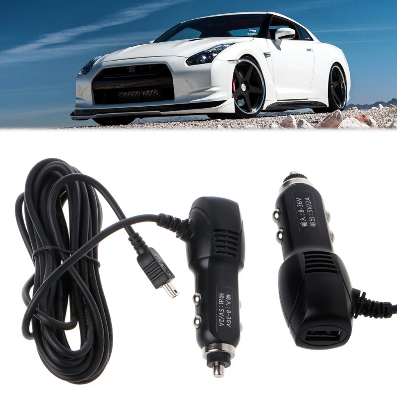Thiết bị sạc Mini cổng USB 5V 2A cho camera hành trình xe hơi có giắc cắm 3.5m