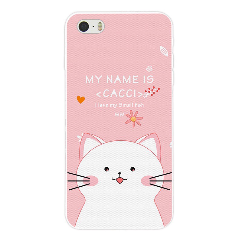 Ốp điện thoại nhựa dẻo in hình mèo cho iPhone 5 5s SE 5C 6 6S 7 8 10 X XS XR MAX Plus