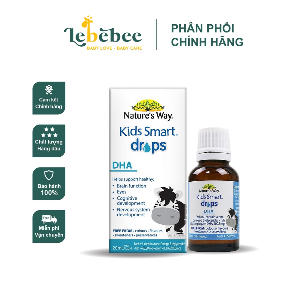 DHA cho bé Nature's Way Kids Smart Drops DHA (bổ sung DHA tinh khiết dạng dung dịch) 20ml