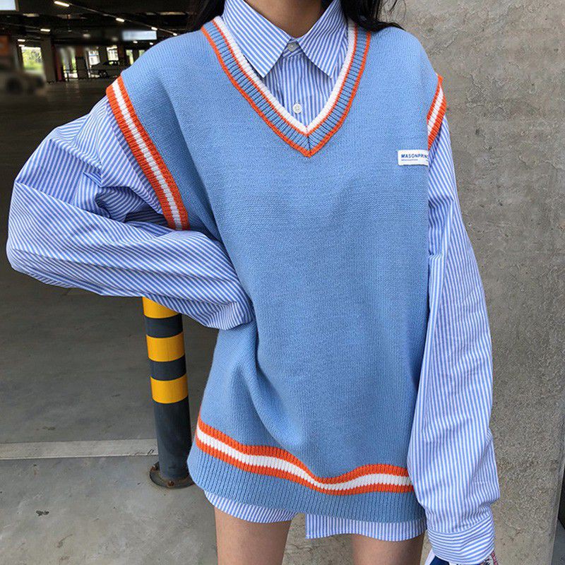 Áo Len Nữ Không Tay Cổ Chữ V Thời Trang Hàn Quốc