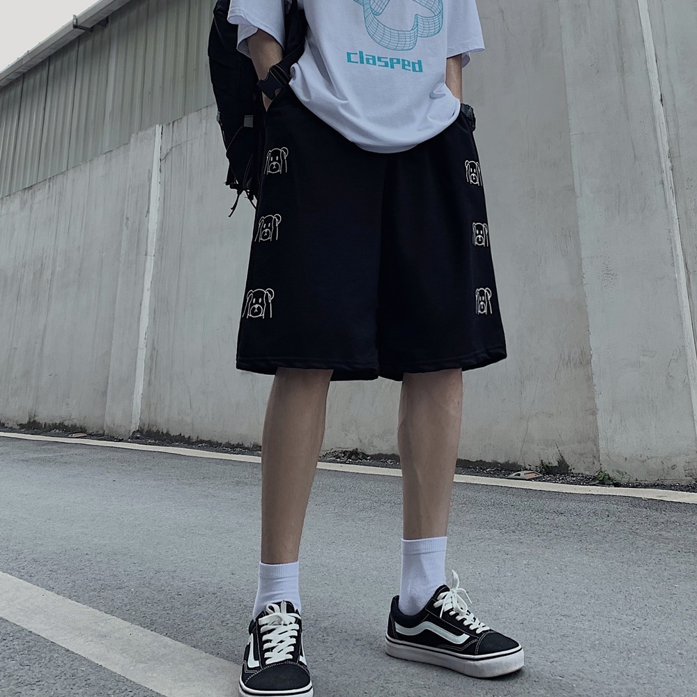 Quần đùi nam nữ mặc nhà in hình gấu, short thun unisex Yinxx QS51