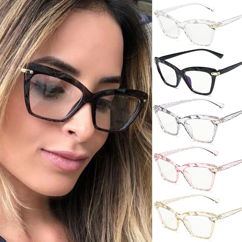 Kính mát thời trang kiểu gọng mắt mèo tròng chống ánh sáng xanh