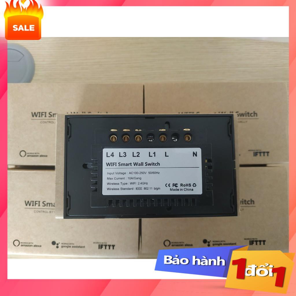 Công tắc Wifi  cảm ứng 4 nút thông minh, điều khiển từ xa bằng điện thoại, tiện ích,dễ sử dụng .