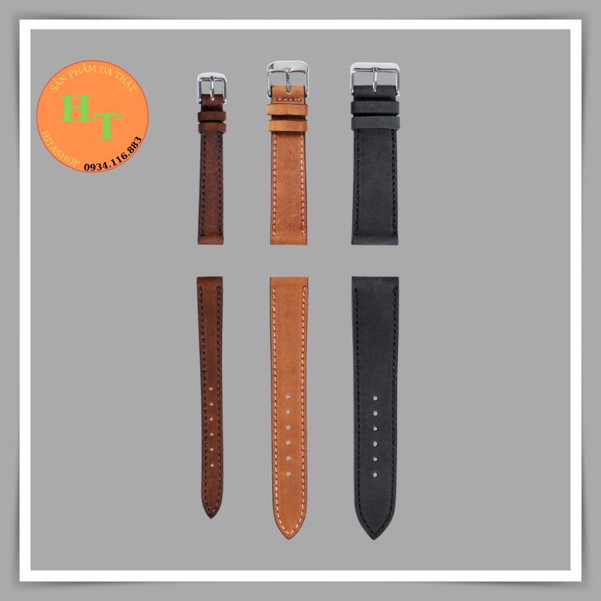 Dây đồng hồ 22mm da bò sáp - Đủ size 12/14/16/18/20/22/24 - Thương hiệu uy tín Hima Leather DDH-SAP