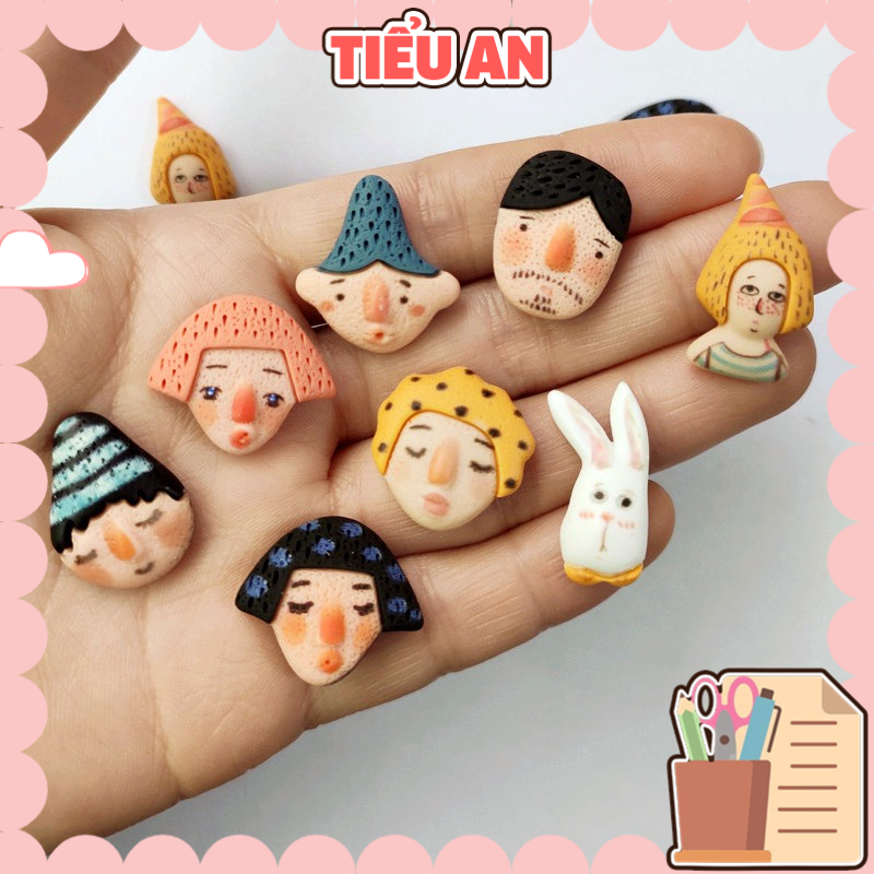 Charm (C150) slime/ Dụng Cụ Charm Trang Trí [Ko Keo &amp; Nút] Hình Gương mặt - 01 cái (Khoảng 2cm)