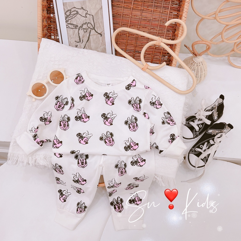 [SALE] Đồ bộ dài phiên bản Mickey chất cotton 2 màu cực đẹp thu đông bé trai bé gái (V500)