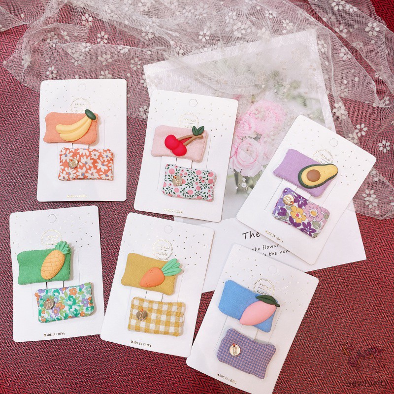 Set Kẹp Tóc Thiết Kế Hình Trái Cây Dễ Thương Dành Cho Nữ