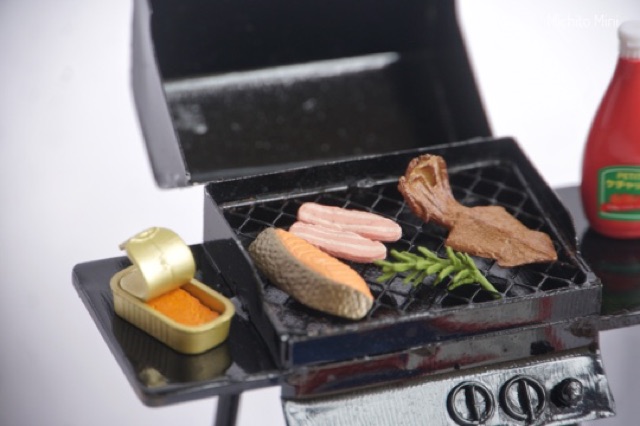 Mô hình bếp nướng, bếp nến BBQ bằng sắt mini - Bếp nến nấu ăn mini - miniature cooking