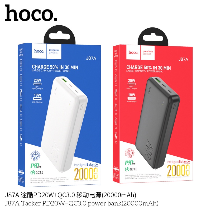 Sạc Dự Phòng Hoco J87A 20000mah sạc nhanh 20W, QC3.0