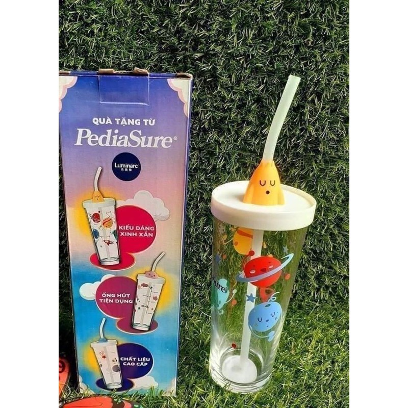 {Rẻ Vô Đich} LY ỐNG HÚT THUỶ TINH CHIA VẠCH LUMINARC HKM SỮA PEDIASURE 425ml