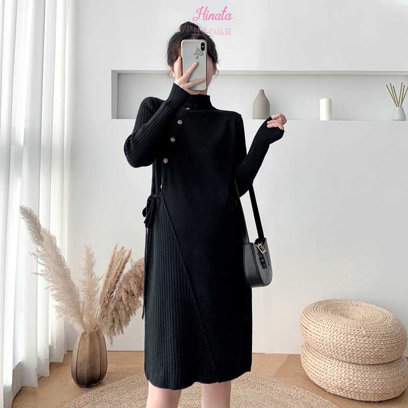 [TẶNG KÈM QUẦN LÓT] Đầm bầu Len dáng xuông Hinata - chất len mềm mịn DB025
