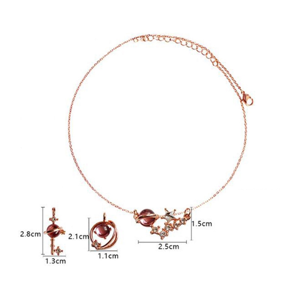 Bộ 1/3 Vòng cổ mặt dây hình hành tinh dải ngân hà thời trang độc đáo