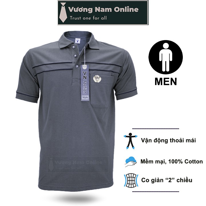 Áo thun nam trung niên tay ngắn polo có cổ form rộng cotton đẹp cao cấp VN12P | BigBuy360 - bigbuy360.vn