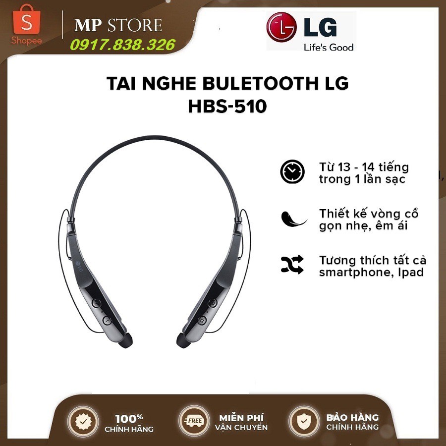 Tai nghe bluetooth LG HBS-510 , new 100% full box, bảo hành chính chãng