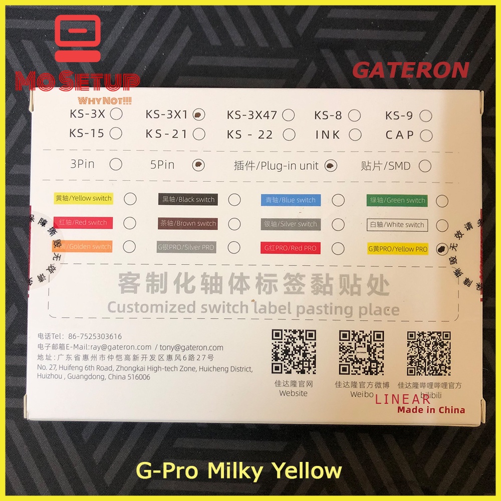 Công tắc bàn phím_Gateron G-Pro Milky Yellow switch cho bàn phím cơ Hotswap
