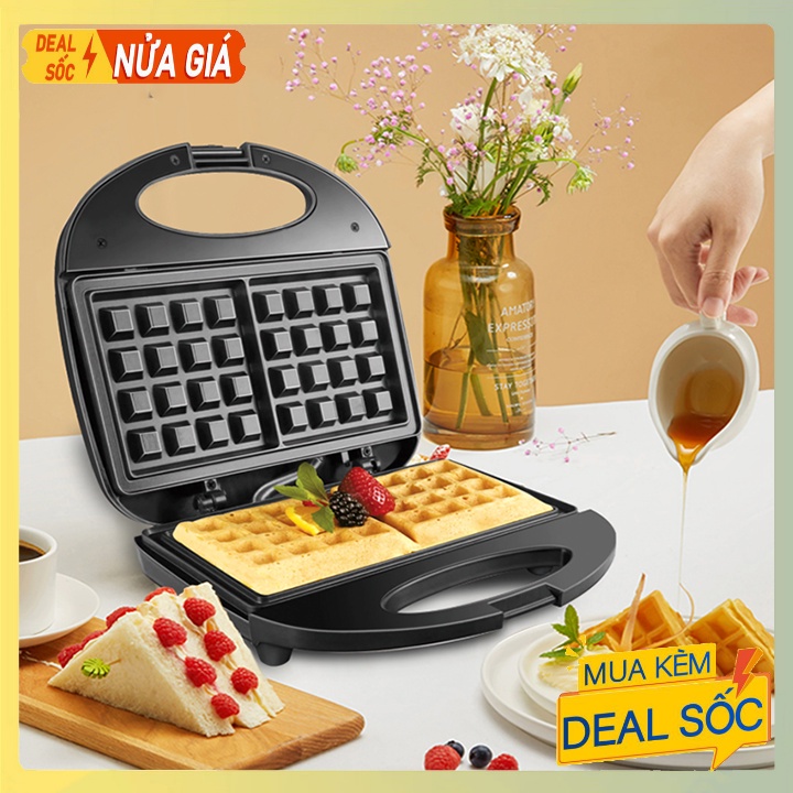 Máy làm bánh kẹp waffle, nướng bánh tổ ong khuôn vuông Haeger