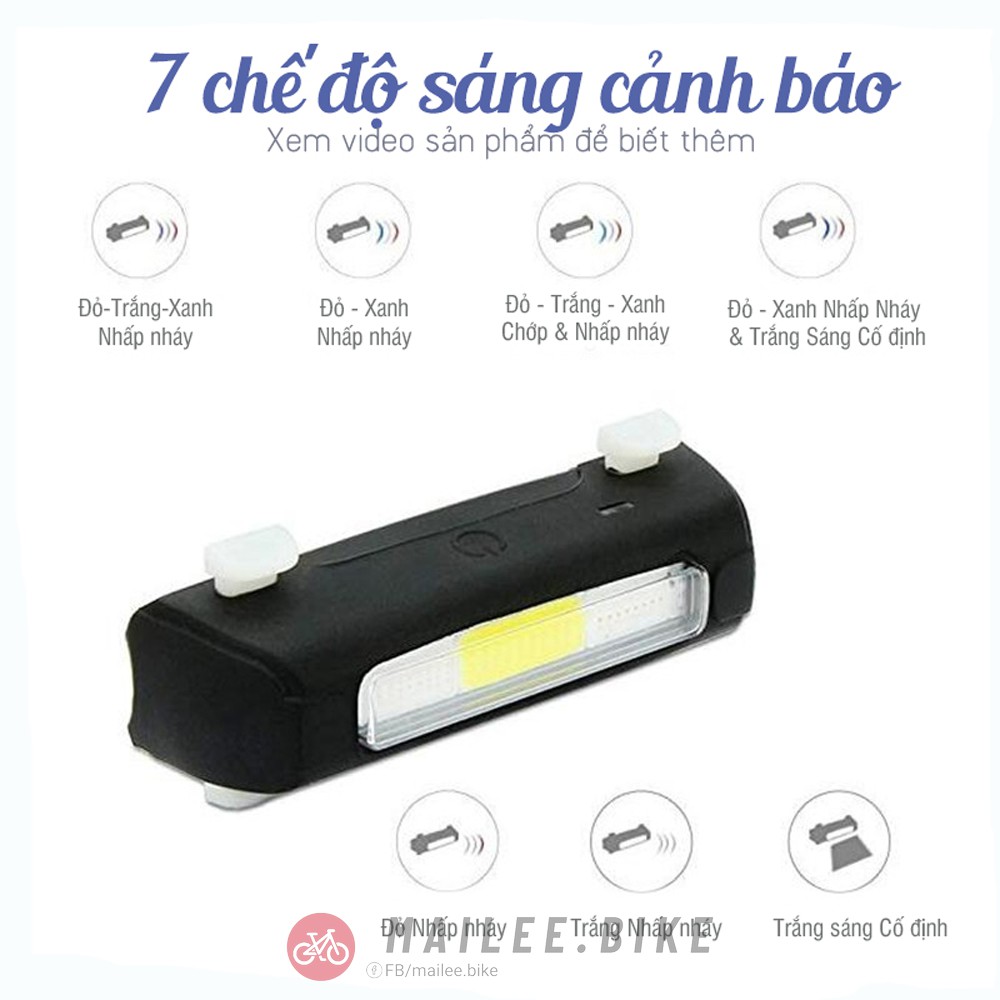 Đèn Đuôi Xe Đạp Đèn Led Gắn Đuôi Xe Đạp Siêu Sáng Chống Nước Sạc Điện Usb 7 Chế Độ Sáng Đèn Hậu Cảnh Báo Nguy Hiểm