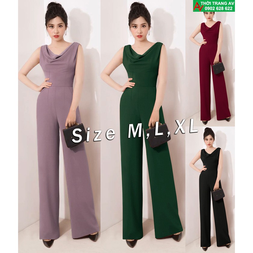 Jumpsuit - Đồ bay dài cổ đổ ống suông rộng đầy sang trọng - AV6227