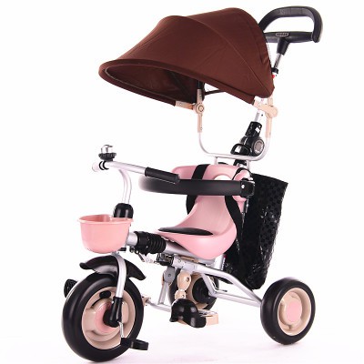 Xe đạp trẻ em xe đẩy 3 bánh có cán xoay có ô che xe tập cho bé 1 đến 6 tuổi xe đẩy kiểu mới