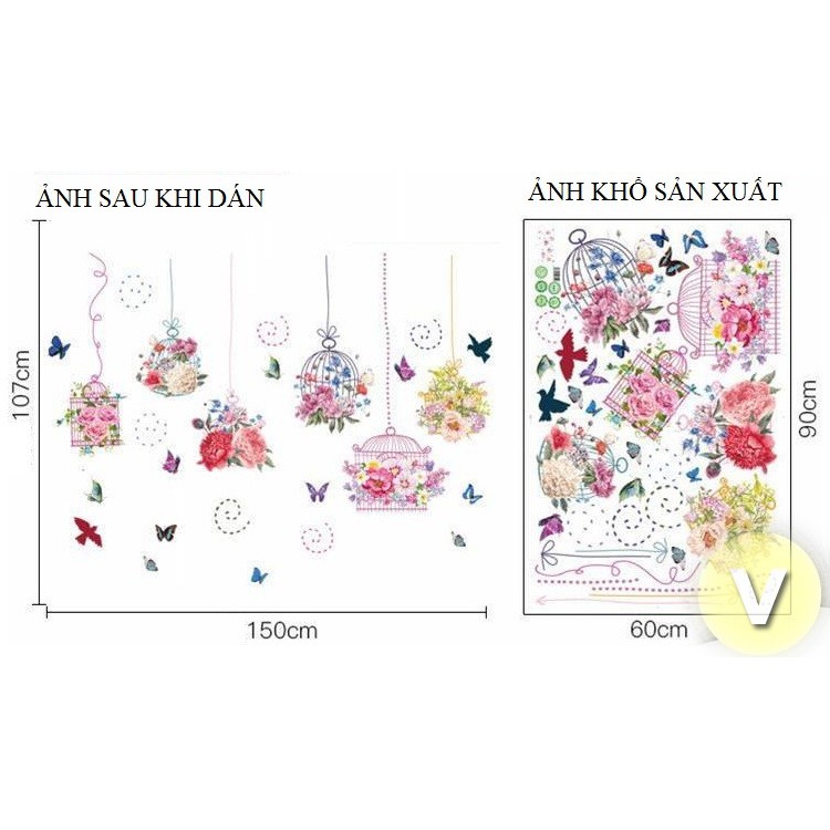 Decal dán tường Giỏ hoa cô gái