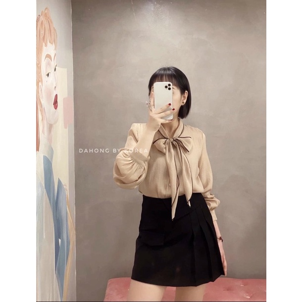 [FREESHIP - HÀNG LOẠI 1]ÁO SƠ MI TƠ NÂU NƠ CỔ DÀI TAY NỮ ĐẸP