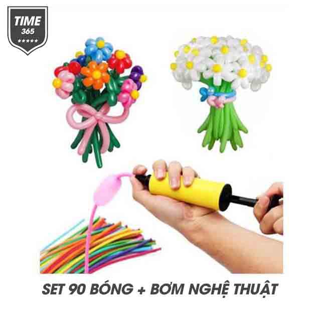 Bộ 90 Bong Bóng Tạo Hình Nghệ Thuật + Dụng Cụ Bơm