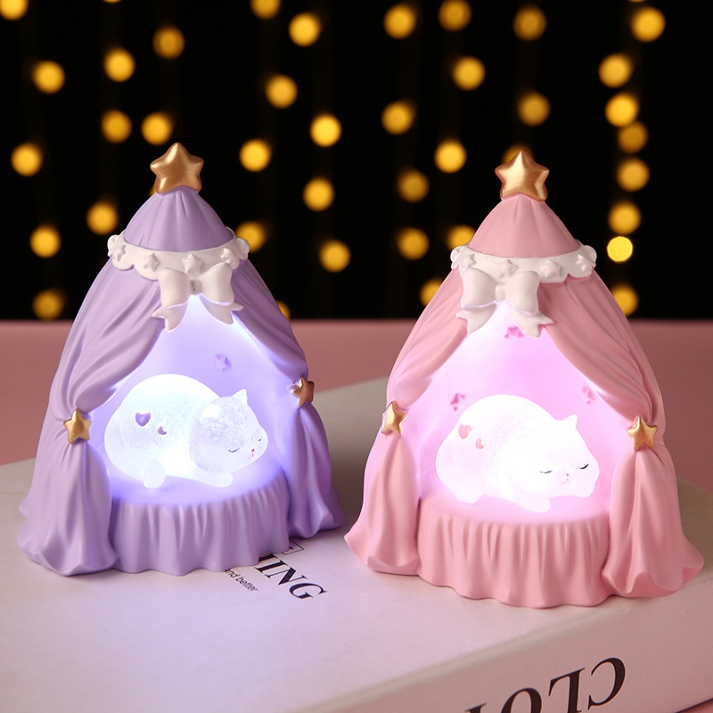 Mèo Kitty Đang Ngủ Bằng Nhựa Resin Dễ Thương Dùng Trang Trí