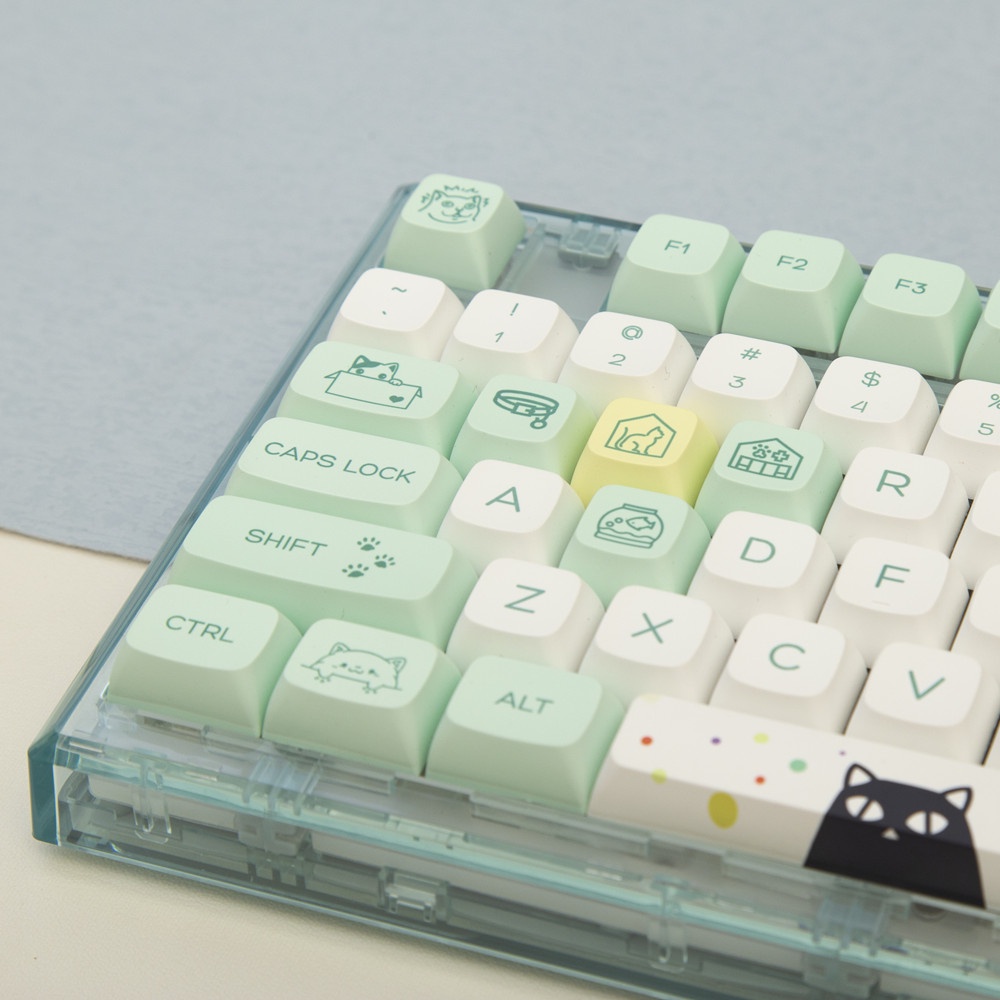 Mèo kỳ lạ Keycap XDA Hồ sơ Động vật dễ thương Mèo phô mai 131 Phím PBT DYE SUB Bàn phím cơ Keycaps