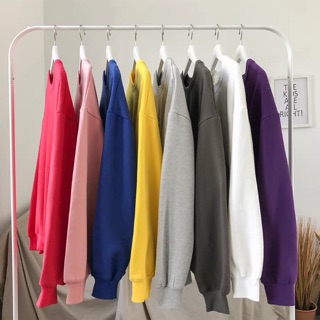 Áo Sweater Nỉ Vải Da Cá Trơn Dáng Rộng Nhiều Màu Sắc Cá Tính Thời Trang