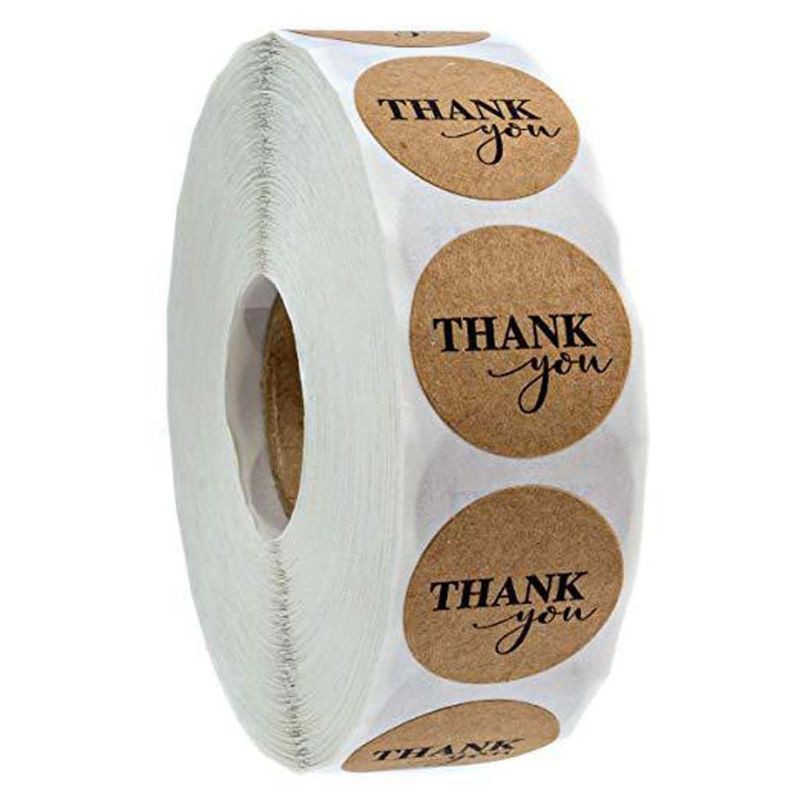 （Stickers） 500pcs/roll Round Natural Kraft Thank You Stickers Seal Label Scrapbooking Decor